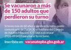 Se vacunaron a más de 150 adultos que perdieron su turno⠀
