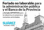 6 DE AGOSTO: FERIADO NO LABORABLE PARA LA ADMINISTRACIÓN PÚBLICA Y EL BANCO DE LA PROVINCIA