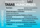 Vencimiento de tasas municipales del mes de septiembre
