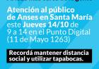 Atención al público en el Punto de Contacto de Anses en Santa María
