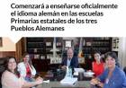 Comenzará a enseñarse oficialmente el idioma alemán en las escuelas Primarias estatales de los tres Pueblos Alemanes