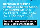 Atención al público en el Punto de Contacto de Anses en Santa María