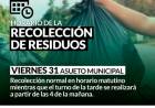 Horario de Recolección de Residuos viernes 31