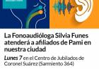La Fonoaudióloga Silvia Funes atenderá a afiliados de Pami en nuestra ciudad