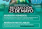 Horario de recolección de residuos Feriado Nacional