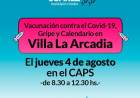 Vacunación COVID, gripe y calendario en Villa La Arcadia
