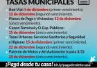 Vencimiento de Tasas Municipales del mes de Diciembre