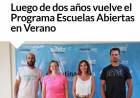Luego de dos años vuelve el Programa Escuelas Abiertas en Verano