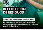 Horario de la recolección de residuos para Lunes y Martes