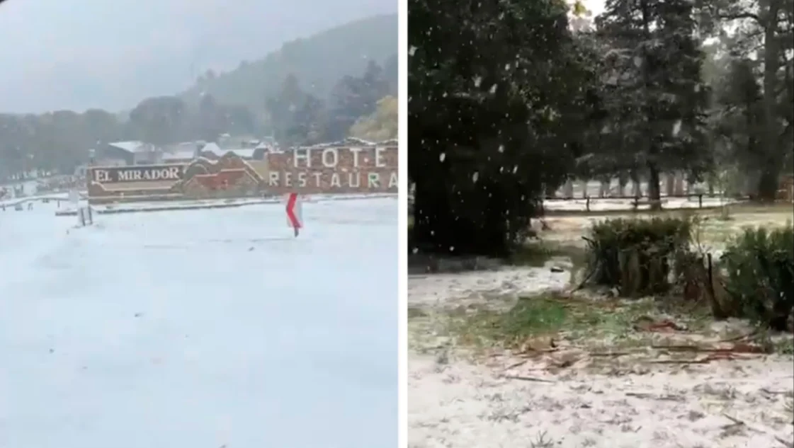 Sierra de la Ventana despertó hoy bajo un manto blanco