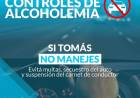 Este fin de semana se realizarán controles de alcoholemia en distintos puntos del distrito