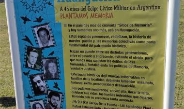 Homenaje en Huanguelén a los desaparecidos durante la Dictadura Militar