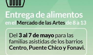Entrega de alimentos del mes de mayo en el Mercado de las Artes⠀