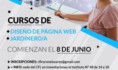 Inscripción a los cursos Diseño de Página Web y Jardinero/a⠀