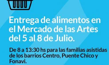 Entrega de alimentos del mes de julio en el Mercado de las Artes