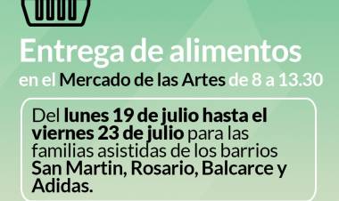 Entrega de alimentos del mes de julio en el Mercado de las Artes