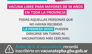 VACUNATEPBA: ¡VACUNA LIBRE PARA MAYORES DE 18!⠀