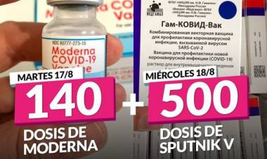 Llegaron 140 dosis de Moderna y 500 de Sputnik V