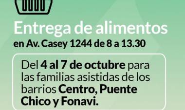 Desarrollo Social: Entrega de alimentos del mes de octubre