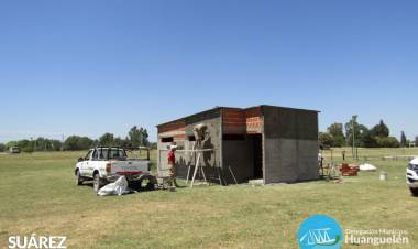 HUANGUELÉN: avanza la obra de construcción de baños públicos en el parque recreativo