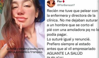 FLORENCIA BARRAZA: "SUTURE AL HERIDO Y RENUNCIÉ A LA CLÍNICA"