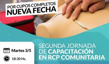 Por cupos completos se realizará una nueva capacitación en RCP