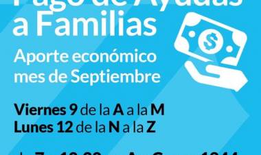 Pago de ayudas a familias del mes de septiembre