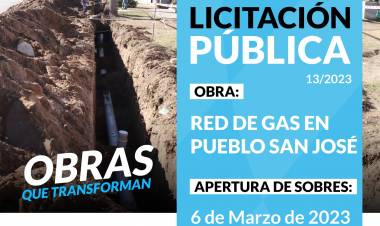 LICITACIÓN PRIVADA: red de gas en pueblo San Jose
