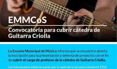 EMCOS: convocatoria para cubrir cátedra de Guitarra Criolla