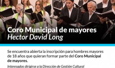 Convocatoria a hombres mayores de 18 años para integrar el Coro "Héctor David Long"