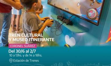 El Tren Cultural y Museo Itinerante se instala en Coronel Suárez con juegos, arte y la historia del ferrocarril 