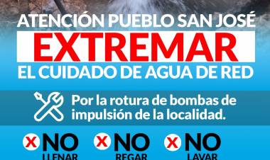 ATENCIÓN PUEBLO SAN JOSE: restricción en el consumo de agua