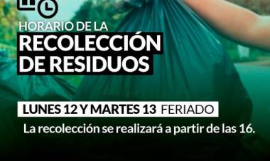 HORARIO DE RECOLECCIÓN FERIADOS DE CARNAVAL