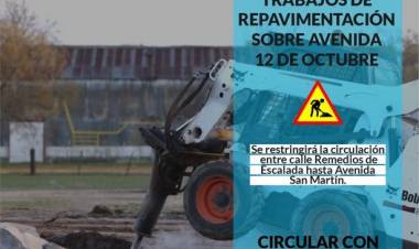 Comenzaron los trabajos de repavimentación sobre avenida 12 de octubre