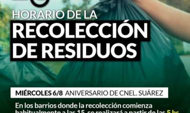 Servicio de recolección de residuos domiciliarios MIÉRCOLES 6 DE AGOSTO