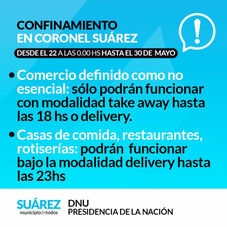 Nuevas restricciones por Confinamiento hasta el 30 de mayo.