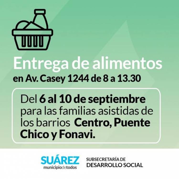Entrega de alimentos del mes de septiembre