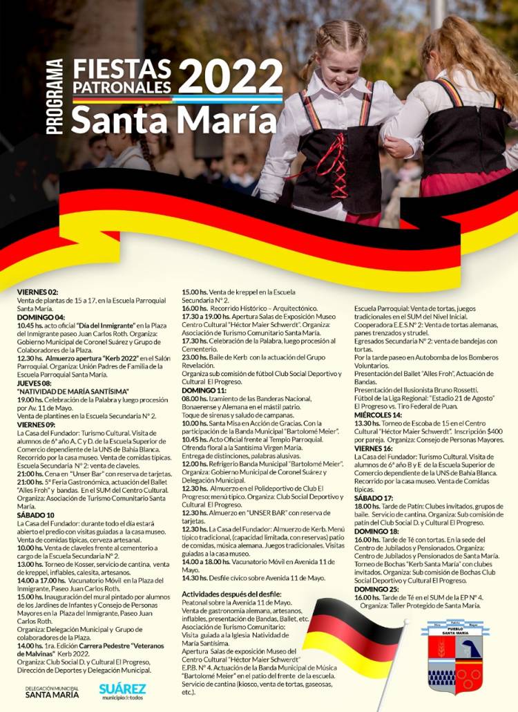 Pueblos Alemanes: este fin de semana Pueblo Santa María celebra su fiesta patronal