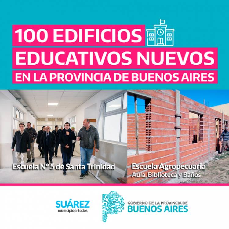 La provincia de Buenos Aires inauguró su edificio escolar número 100 en un programa que incluye:  