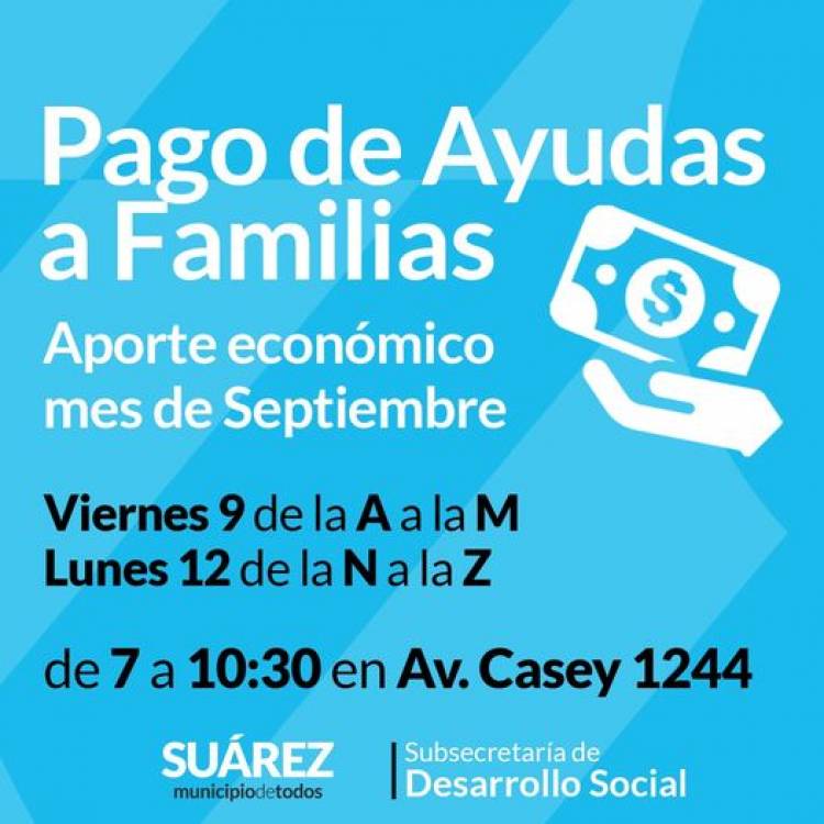Pago de ayudas a familias del mes de septiembre