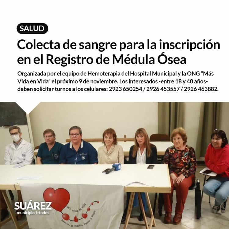 Colecta de sangre para la inscripción en el Registro de Médula Ósea.