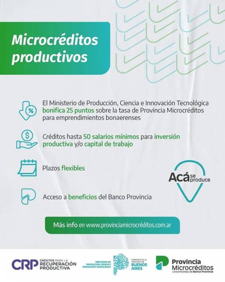 NUEVA CONVOCATORIA: La Provincia relanzó "Microcréditos Productivos