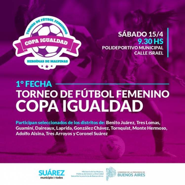 Coronel Suárez será sede de la 1° fecha del torneo de fútbol femenino “Copa Igualdad”