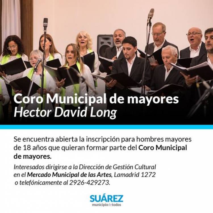 Convocatoria a hombres mayores de 18 años para integrar el Coro "Héctor David Long"