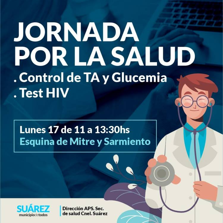 Controles de Tensión Arterial (TA), Glucemia y HIV en la plaza San Martín