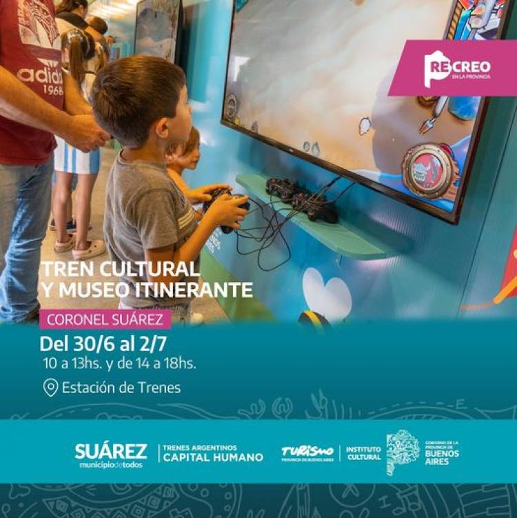 El Tren Cultural y Museo Itinerante se instala en Coronel Suárez con juegos, arte y la historia del ferrocarril 