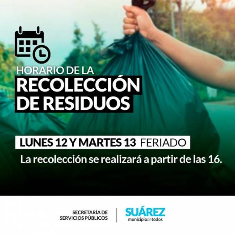 HORARIO DE RECOLECCIÓN FERIADOS DE CARNAVAL