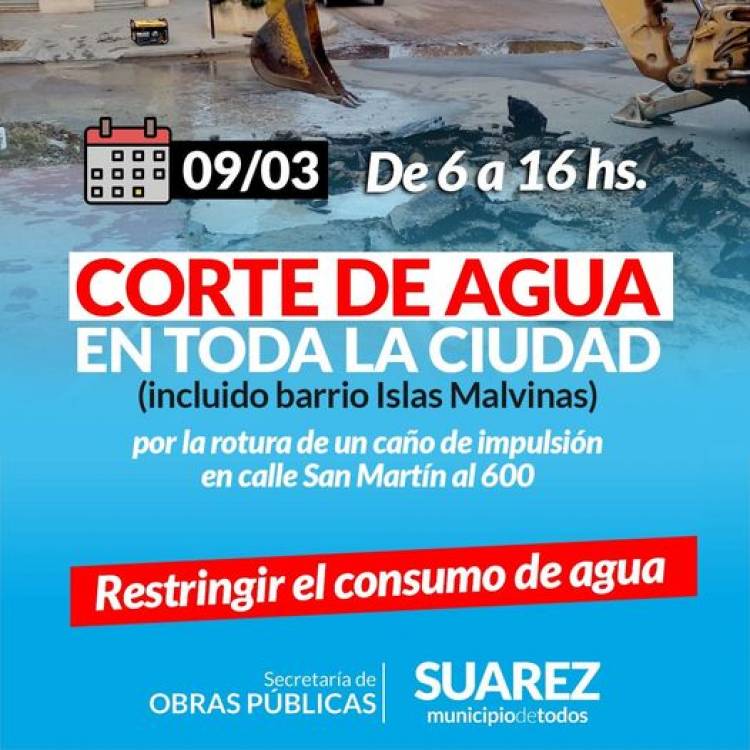 CORTE EN EL SUMINISTRO DE AGUA CORRIENTE
