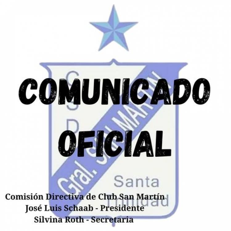 Comunicado del Club San Martín de Santa Trinidad