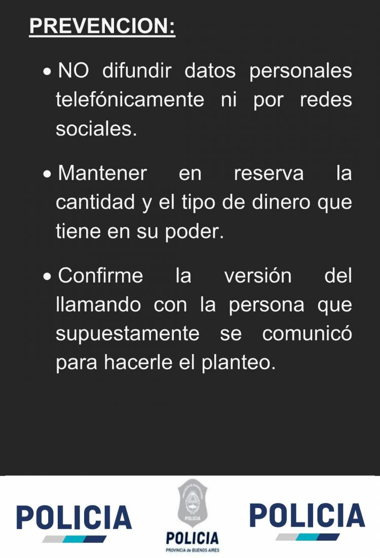 Parte de Prensa Policial: prevencion "Cuento del Tio"